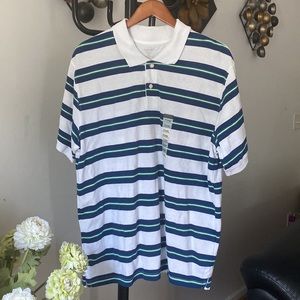Host Pick 💙 ST. JOHNS BAY Green Striped Heritage Short Sleeve Polo Shirt Size XL